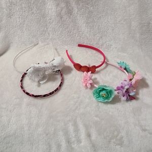 4Pc Hair accessories headband flowers, Leopard print,  hearts, (1) Bari Lynn